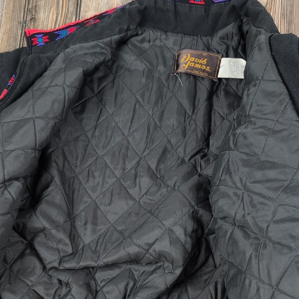 VTG Davis James Southwestern Aztec Pattern Western Bomber Jacket - Made in USA​ - Picture 12 of 14